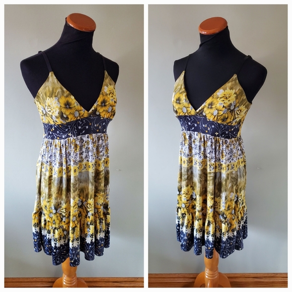 Majora S Y2K Bohemian Coachella Hippie Woodstock Babydoll Fall Sunflower Dress - Picture 1 of 14